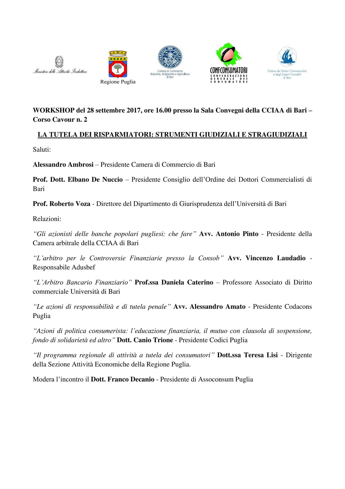 INCONTRO PER GLI AZIONISTI DELLE BANCHE POPOLARI PUGLIESI